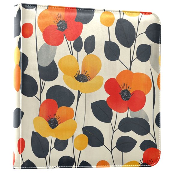FORMRS 3 Ring Photo Album 4"x6" Self Adhesive Large Capacity PU Leather Cover, Floral Pattern