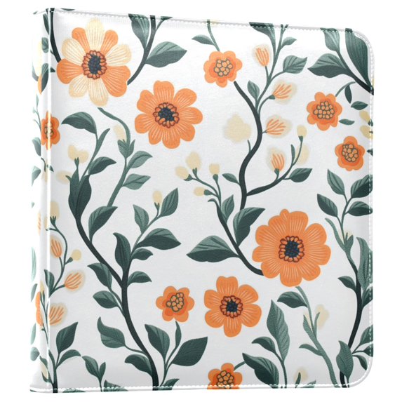 FORMRS 3 Ring Photo Album 4"x6" Self Adhesive Large Capacity PU Leather Cover, Flowers Pattern
