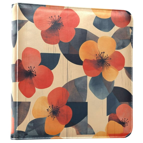 FORMRS 3 Ring Photo Album 4"x6" Self Adhesive Large Capacity PU Leather Cover, Flowers Pattern