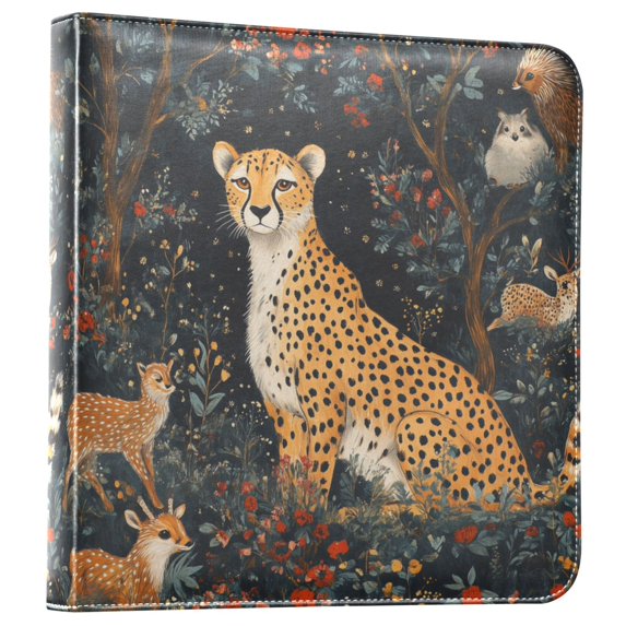 FORMRS 3 Ring Photo Album 4"x6" Self Adhesive Large Capacity PU Leather Cover, Forest Pattern