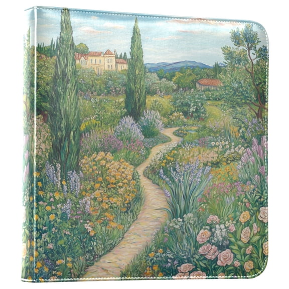 FORMRS 3 Ring Photo Album 4"x6" Self Adhesive Large Capacity PU Leather Cover, Garden Scene
