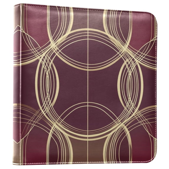 FORMRS 3 Ring Photo Album 4"x6" Self Adhesive Large Capacity PU Leather Cover, Gold Abstract Pattern