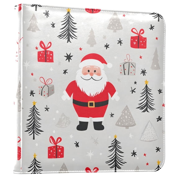FORMRS 3 Ring Photo Album 4"x6" Self Adhesive Large Capacity PU Leather Cover, Gray Christmas Santa