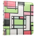 thumbnail image 1 of FORMRS 3 Ring Photo Album 4"x6" Self Adhesive Large Capacity PU Leather Cover, Green Abstract Geometric, 1 of 8