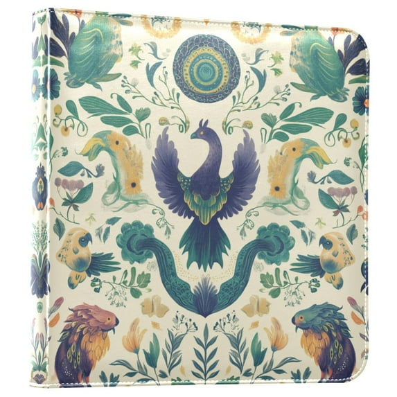 FORMRS 3 Ring Photo Album 4"x6" Self Adhesive Large Capacity PU Leather Cover, Green Animals Pattern