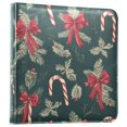 thumbnail image 1 of FORMRS 3 Ring Photo Album 4"x6" Self Adhesive Large Capacity PU Leather Cover, Green Christmas Candy Canes, 1 of 8