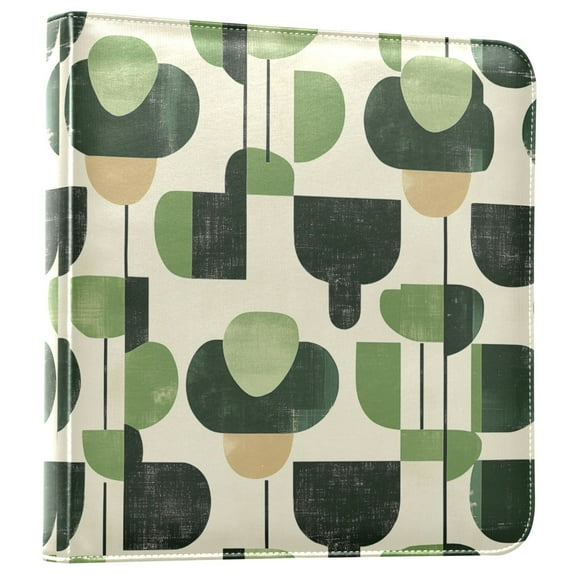 FORMRS 3 Ring Photo Album 4"x6" Self Adhesive Large Capacity PU Leather Cover, Green Circle