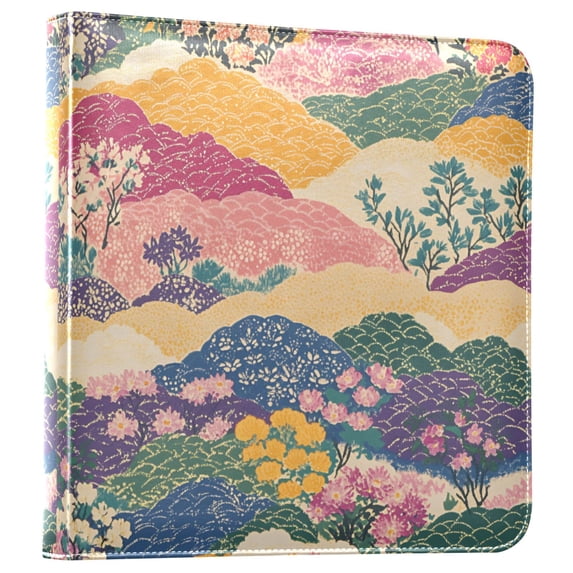 FORMRS 3 Ring Photo Album 4"x6" Self Adhesive Large Capacity PU Leather Cover, Green Floral Wave