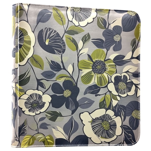 FORMRS 3 Ring Photo Album 4"x6" Self Adhesive Large Capacity PU Leather Cover, Green Floral