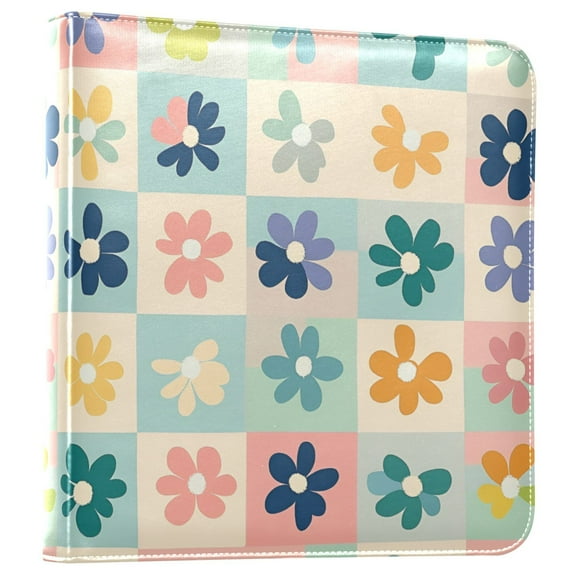 FORMRS 3 Ring Photo Album 4"x6" Self Adhesive Large Capacity PU Leather Cover, Green Floral