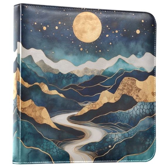 FORMRS 3 Ring Photo Album 4"x6" Self Adhesive Large Capacity PU Leather Cover, Green Mountains