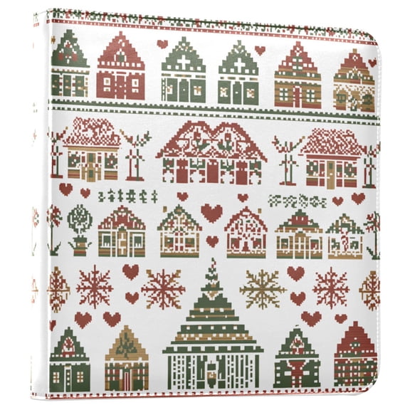 FORMRS 3 Ring Photo Album 4"x6" Self Adhesive Large Capacity PU Leather Cover, Green Nordic Christmas House