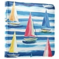 thumbnail image 1 of FORMRS 3 Ring Photo Album 4"x6" Self Adhesive Large Capacity PU Leather Cover, Green Sailboats, 1 of 8
