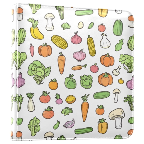 FORMRS 3 Ring Photo Album 4"x6" Self Adhesive Large Capacity PU Leather Cover, Green Vegetables Pattern