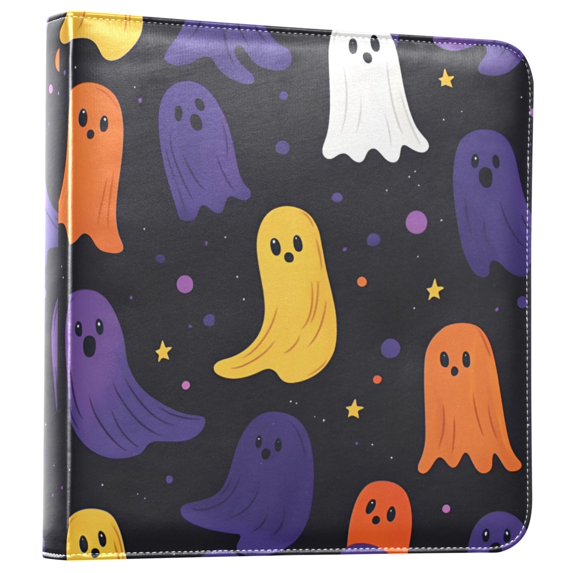 FORMRS 3 Ring Photo Album 4"x6" Self Adhesive Large Capacity PU Leather Cover, Halloween Colorful Ghosts