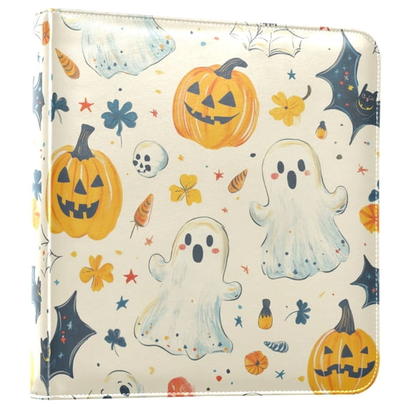 FORMRS 3 Ring Photo Album 4"x6" Self Adhesive Large Capacity PU Leather Cover, Halloween Cute Ghosts