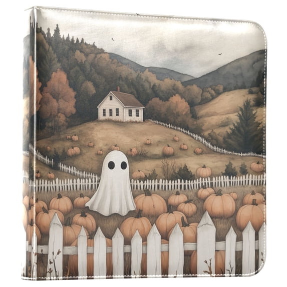 FORMRS 3 Ring Photo Album 4"x6" Self Adhesive Large Capacity PU Leather Cover, Halloween Pumpkin