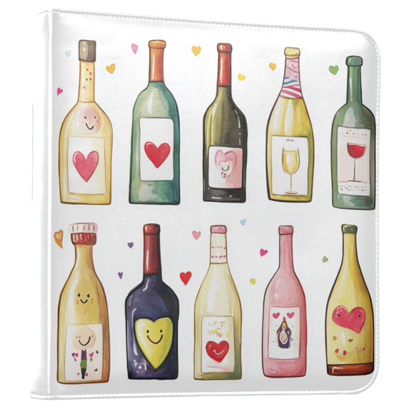 FORMRS 3 Ring Photo Album 4"x6" Self Adhesive Large Capacity PU Leather Cover, Happy Face Bottles