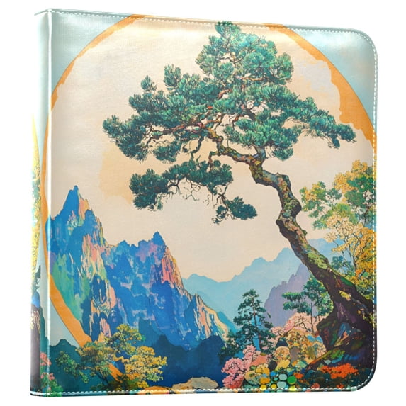 FORMRS 3 Ring Photo Album 4"x6" Self Adhesive Large Capacity PU Leather Cover, Large Pine Tree