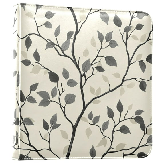 FORMRS 3 Ring Photo Album 4"x6" Self Adhesive Large Capacity PU Leather Cover, Leaves Pattern