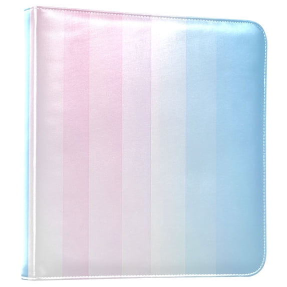 FORMRS 3 Ring Photo Album 4"x6" Self Adhesive Large Capacity PU Leather Cover, Light Blue Stripes