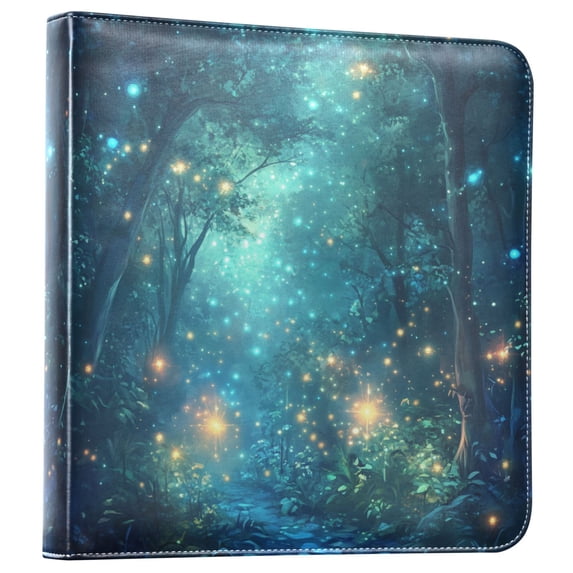 FORMRS 3 Ring Photo Album 4"x6" Self Adhesive Large Capacity PU Leather Cover, Magical Forest Glowing Lights