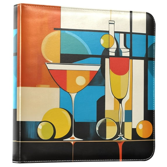 FORMRS 3 Ring Photo Album 4"x6" Self Adhesive Large Capacity PU Leather Cover, Modern Cocktails