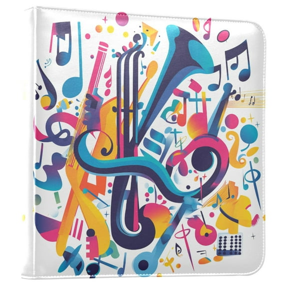FORMRS 3 Ring Photo Album 4"x6" Self Adhesive Large Capacity PU Leather Cover, Musical Pattern