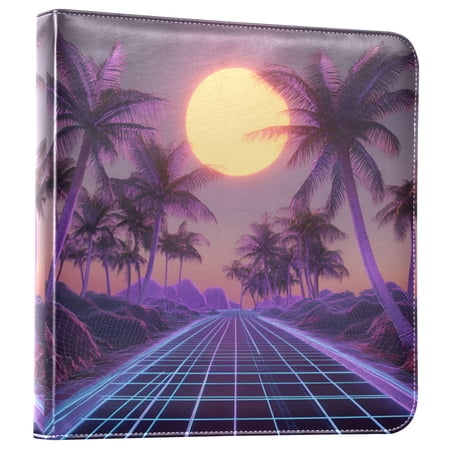 FORMRS 3 Ring Photo Album 4"x6" Self Adhesive Large Capacity PU Leather Cover, Night Purple Road