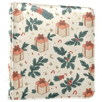 FORMRS 3 Ring Photo Album 4"x6" Self Adhesive Large Capacity PU Leather Cover, Orange Christmas Gift Pattern