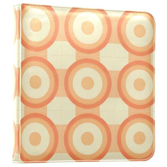 FORMRS 3 Ring Photo Album 4"x6" Self Adhesive Large Capacity PU Leather Cover, Orange Circle