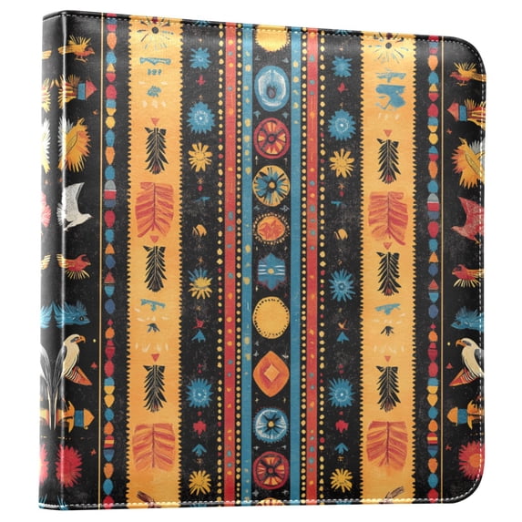 FORMRS 3 Ring Photo Album 4"x6" Self Adhesive Large Capacity PU Leather Cover, Orange Geometric