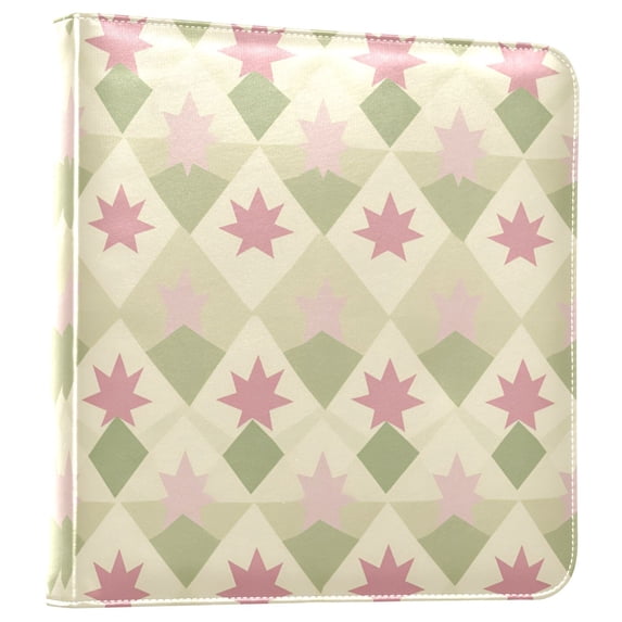 FORMRS 3 Ring Photo Album 4"x6" Self Adhesive Large Capacity PU Leather Cover, Pastel Green Geometric
