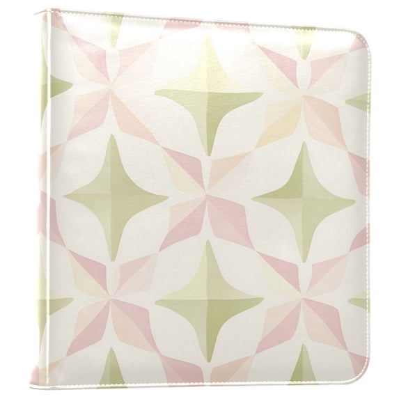 FORMRS 3 Ring Photo Album 4"x6" Self Adhesive Large Capacity PU Leather Cover, Pastel Pink Geometric