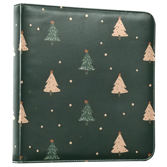 FORMRS 3 Ring Photo Album 4"x6" Self Adhesive Large Capacity PU Leather Cover, Pink Christmas Trees