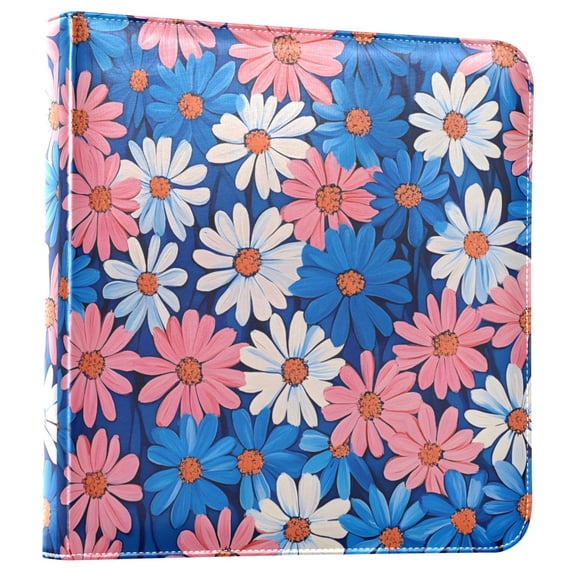 FORMRS 3 Ring Photo Album 4"x6" Self Adhesive Large Capacity PU Leather Cover, Pink Flowers Pattern