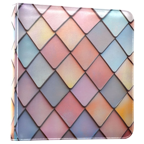 FORMRS 3 Ring Photo Album 4"x6" Self Adhesive Large Capacity PU Leather Cover, Pink Shimmering Pattern
