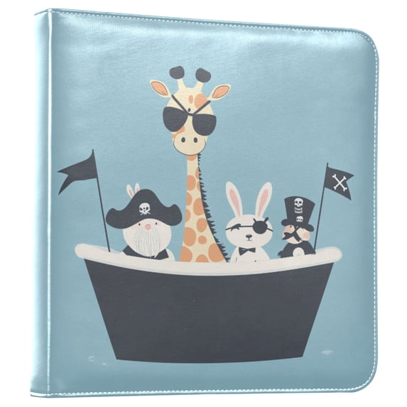 FORMRS 3 Ring Photo Album 4"x6" Self Adhesive Large Capacity PU Leather Cover, Pirate Animals