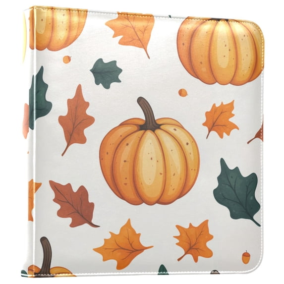 FORMRS 3 Ring Photo Album 4"x6" Self Adhesive Large Capacity PU Leather Cover, Pumpkins Pattern