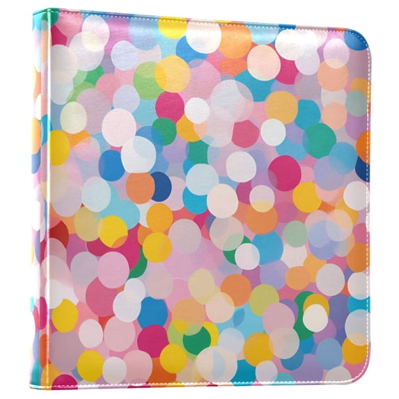 FORMRS 3 Ring Photo Album 4"x6" Self Adhesive Large Capacity PU Leather Cover, Purple Colorful Circles