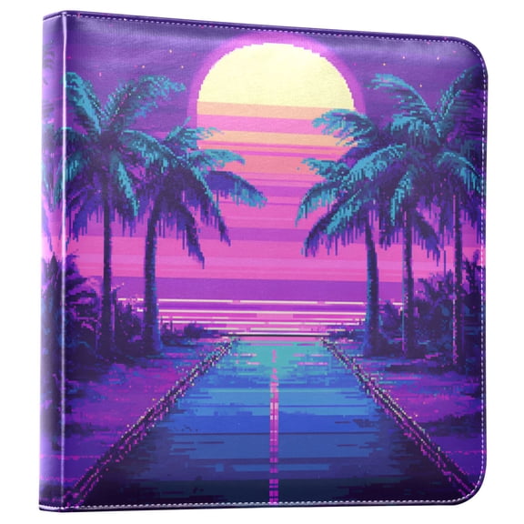 FORMRS 3 Ring Photo Album 4"x6" Self Adhesive Large Capacity PU Leather Cover, Purple Digital Art