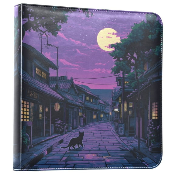 FORMRS 3 Ring Photo Album 4"x6" Self Adhesive Large Capacity PU Leather Cover, Purple Street