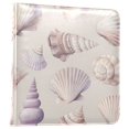 thumbnail image 1 of FORMRS 3 Ring Photo Album 4"x6" Self Adhesive Large Capacity PU Leather Cover, Purple Watercolor Seashells, 1 of 8