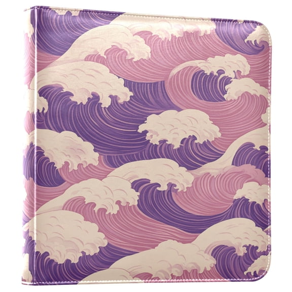 FORMRS 3 Ring Photo Album 4"x6" Self Adhesive Large Capacity PU Leather Cover, Purple Wave Pattern