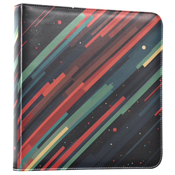 FORMRS 3 Ring Photo Album 4"x6" Self Adhesive Large Capacity PU Leather Cover, Red Abstract Lines