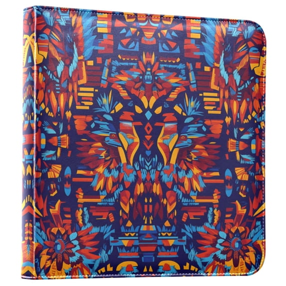 FORMRS 3 Ring Photo Album 4"x6" Self Adhesive Large Capacity PU Leather Cover, Red Geometric Eagle