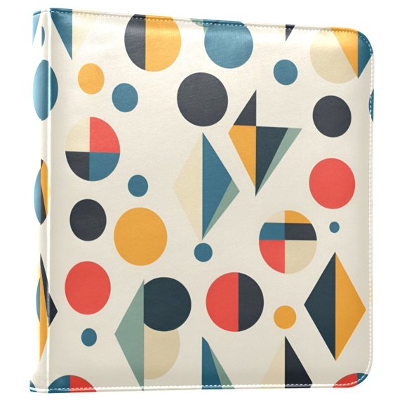 FORMRS 3 Ring Photo Album 4"x6" Self Adhesive Large Capacity PU Leather Cover, Red Geometric