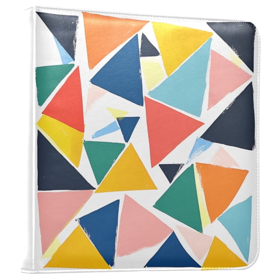 FORMRS 3 Ring Photo Album 4"x6" Self Adhesive Large Capacity PU Leather Cover, Red Triangles