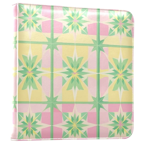 FORMRS 3 Ring Photo Album 4"x6" Self Adhesive Large Capacity PU Leather Cover, Retro Beige Stars