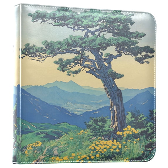 FORMRS 3 Ring Photo Album 4"x6" Self Adhesive Large Capacity PU Leather Cover, Retro Mountain